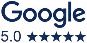 Google 5.0 five-star review rating badge for GRIT Roofing in Central Florida.